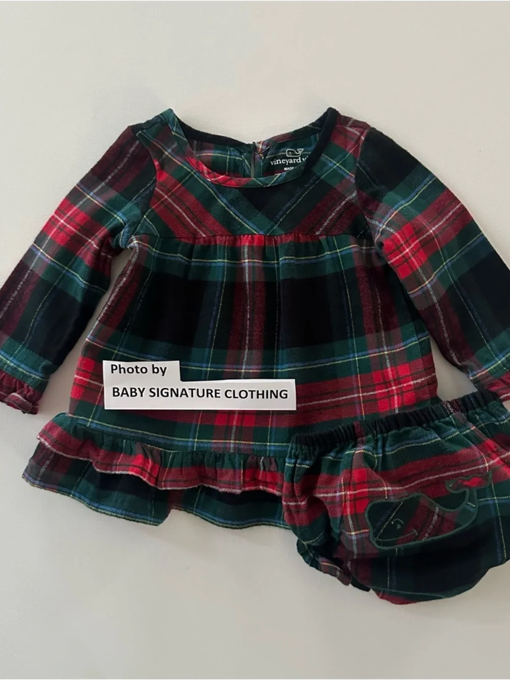 Vineyard Vines 3-6 Months Baby Girl Red Plaid Flannel Dress Holiday Christmas